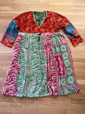 Boho kantha dress upcycled clothing